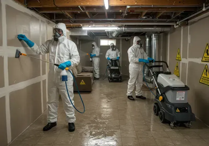 Basement Moisture Removal and Structural Drying process in Rehoboth, MA